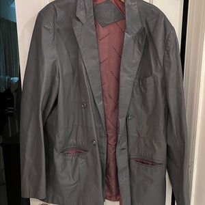 Gray Leather Blazer